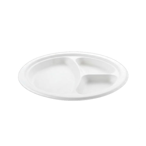 Talerz jednorazowy 26 cm trzykomorowy biały